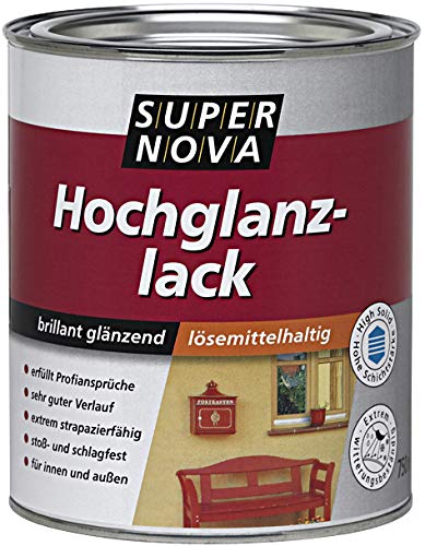 Super Nova Hochglanzlack Lösemittelhaltig Brillant glänzend 0,75 Liter Farbwahl Innen & Außen, Farbe (RAL):RAL 9010 Reinweiß von SUPER NOVA