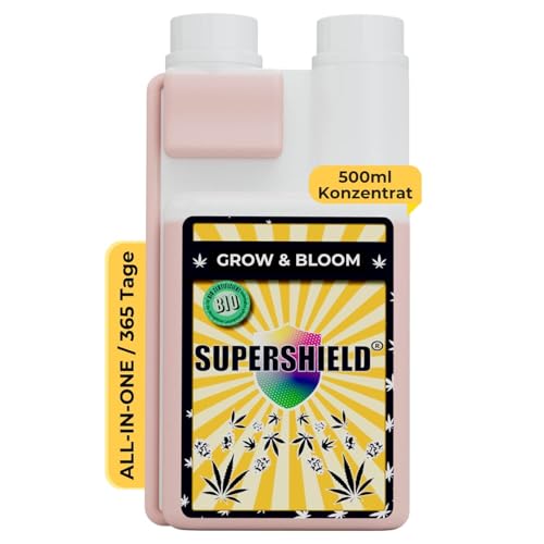 SUPERSHIELD Premium Wachstumsdünger Grow Booster 500ml – Organischer Bio-Dünger für Spezialkulturen – Flüssigdünger für mehr Aroma & Wachstum – Indoor & Outdoor für alle Wachstumsphasen von SUPER SHIELD