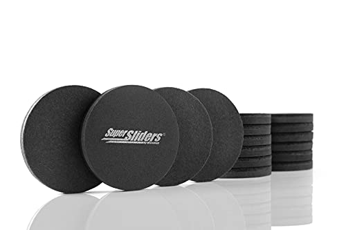 SUPER SLIDERS 3 1/2" Round Wiederverwendbare Möbelgleiter oder Mover für Hartholz Einfaches Bewegen von mittelgroßen Gegenständen, Schwarz, 16 Pack von SUPER SLIDERS