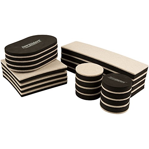 SUPER SLIDERS 4712595Z Wiederverwendbare Filz-Möbelgleiter All-in-One Kit für Harte Bodenoberflächen PC, mehrere Formen, beige, 20 Pieces von SUPER SLIDERS