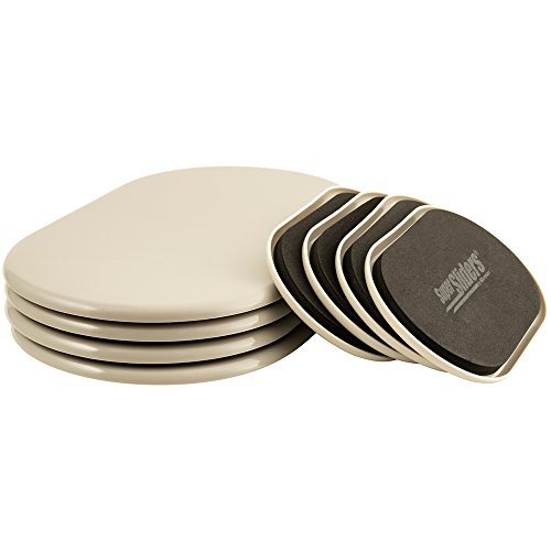 SUPER SLIDERS Möbelgleiter für Teppiche, oval, wiederverwendbar, müheloses Verschieben und Oberflächenschutz, Beige, 8 Stück von SUPER SLIDERS