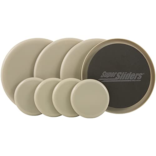 Super Sliders 3 1/2" and 7" Round Wiederverwendbare Möbelgleiter Mittlere Größen, um Gegenstände leicht über den Teppich zu bewegen, beige von SUPER SLIDERS