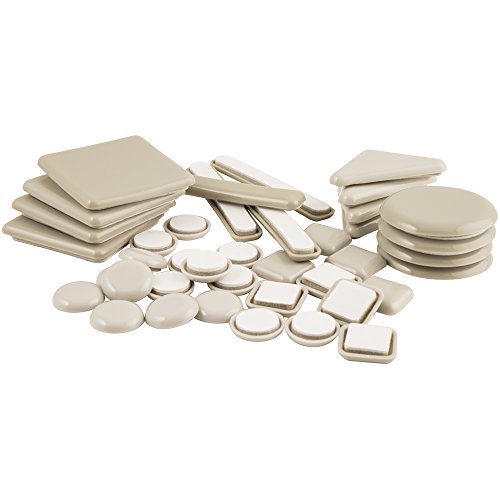 Super Sliders 4700795Z Variety Pack Möbelgleiter für Teppich oder harte Oberflächen, 40 Stück, beige, Stück von SUPER SLIDERS
