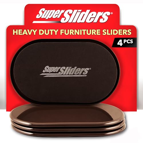 Super Sliders 14,6 x 24,1 cm Ovale, Wiederverwendbare Möbelgleiter für Teppiche, müheloses Bewegen und Oberflächenschutz, Braun, 4 Stück von SUPER SLIDERS