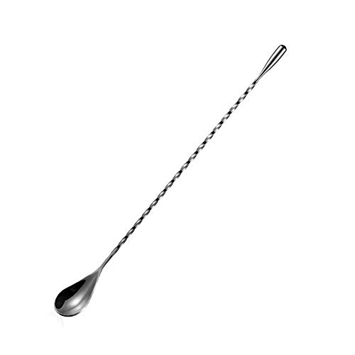 TOP-MAX Cocktail-Rührlöffel, Edelstahl, langer Cocktail-Shaker, Bargeschirr, Rührlöffel, gedrehter Barlöffel, 40 cm, schwarz von TOP-MAX