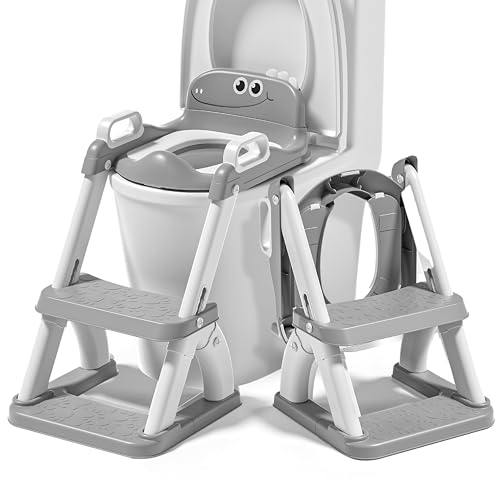 Toilettensitz Kinder mit Treppe – Höhenverstellbarer Kinder Toilettensitz mit Trittstufe & Rückenlehne – WC Sitz Kinder, Toilettentrainer, Klositz & Aufsatz Toilette Kleinkind von SUPERBE BEBE