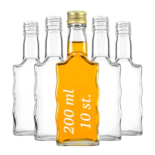 Set mit 10 Flaschen 200ml , Leere Glasflaschen, Wellenförmige Flaschen, Glasflaschen Zum Befüllen, eleganter und moderner Look von Glasflaschen, Hochwertiges Glas (200 ml, 10x) von SUPERBUTELKI.PL