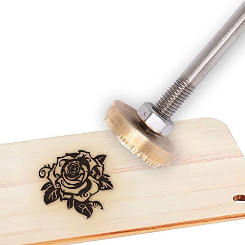 CREATPLANET Holz Branding Iron Gear Rose Pattern BBQ Heat Stamp Love Theme 30mm Mit Austauschbarem Messingkopf Und Holzgriff Benutzerdefinierte Flammenbeheizte Branding Iron Grillwerkzeuge Und Zubehör von SUPERDANT