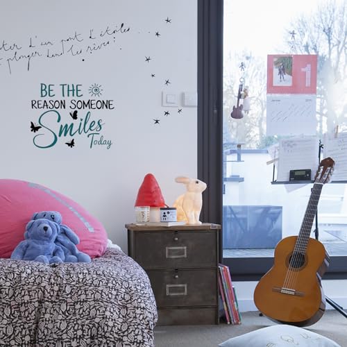 SUPERDANT 1 Blatt Motivations Wandaufkleber Vinyl Wand Dekor Lächeln Wort Aufkleber DIY Spruch Wandkunst Aufkleber Aufkleber Dekoration Für Wohnzimmer Schlafzimmer Badezimmer von SUPERDANT