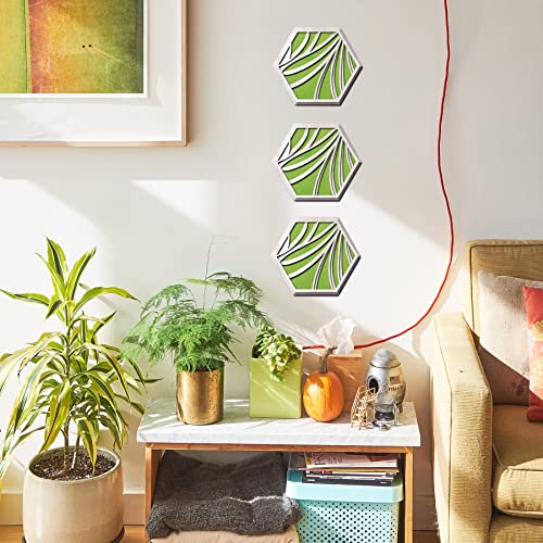 SUPERDANT 1 Packung Grasform Sechseckiger Holz-Schalldiffusor Akustisches Wandpaneel Design Grüner Filz Dekorative Kunst Schallabsorbierende Paneele Akustische Behandlung Für Schlafzimmerdekorationen von SUPERDANT