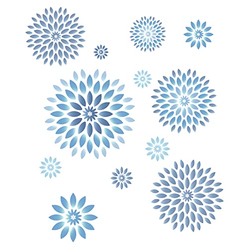 SUPERDANT 3 blatt/Set PVC Wandaufkleber Blaue Blumenmuster Wandtattoo Badezimmer Vinyl Wandkunst Dekoration Für Badezimmer Wohnzimmer Schlafzimmer Küche Dekor 32.6x43cm von SUPERDANT