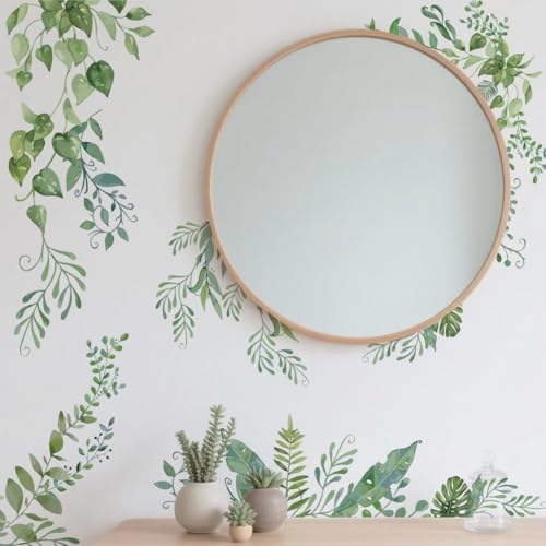 SUPERDANT 4 Blatt Wandaufkleber Mit Grünen Pflanzen Ranken Zweigen Und Blättern Bordüre Wandtattoos Aus Vinyl Für Wohnzimmer Schlafzimmer Balkon Flur Fenster Fernseher Eingangstür Spiegel SUPERDANT 4 Blatt Wandaufkleber Mit Grünen Pflanzen Ranken Zweigen Und Blättern Bordüre Wandtattoos Aus Vinyl Für Wohnzimmer Schlafzimmer Balkon Flur Fenster Fernseher Eingangstür Spiegel von SUPERDANT