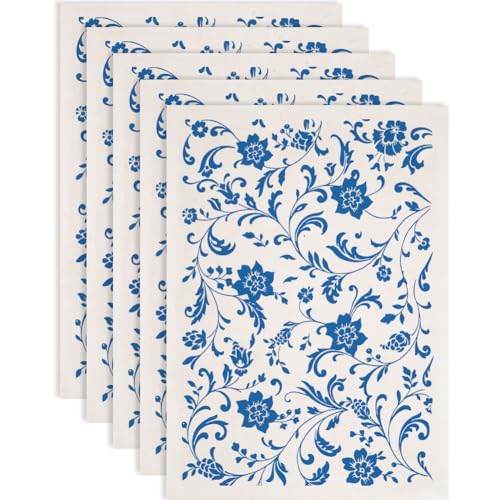 SUPERDANT 5 Stück Flowersn Und Ranken Unterglasur Transfers Für Töpferton Transferpapier Keramik Aufkleber Transferaufkleber Für Töpferwaren Bastelbedarf Wasserrutschen Aufkleber 52x37cm von SUPERDANT