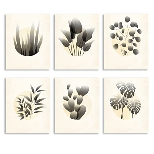 SUPERDANT 6 Styles Ungerahmte Pflanzen Auf Leinwand Wandkunst Minimalistische Wanddekoration Monstera Deliciosa Drucke Ästhetische Blumenbilder Im Vintage Stil Kunstwerke Für Badezimmer Büro von SUPERDANT