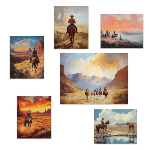 SUPERDANT 6CS Wandcollage Set Im Western Stil Cowboy Motiv Ölgemälde Bild Reitszene Wanddrucke Retro Poster Für Wohnzimmer Schlafzimmer Küche Arbeitszimmer Dekoration Ungerahmt SUPERDANT 6CS Wandcollage Set Im Western Stil Cowboy Motiv Ölgemälde Bild Reitszene Wanddrucke Retro Poster Für Wohnzimmer Schlafzimmer Küche Arbeitszimmer Dekoration Ungerahmt von SUPERDANT