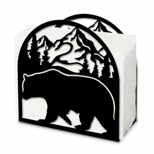 SUPERDANT Bären Serviettenhalter Waldtier Serviettenhalter Für Tische Servietten Halter Tisch Taschenstand Rustikale Serviettenständer Für Küche Hotel Restaurants Bauernhaus Dekor von SUPERDANT