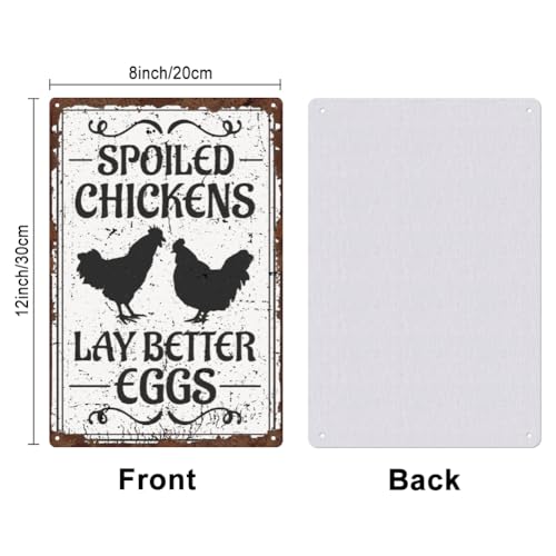 SUPERDANT Bauernhof Hühner Blechschild „Spoilt Chickens Lay Better Eggs“ Metall Blechschilder Lustiges Wandkunst Poster Vintage Eisen Dekor Für Esszimmer Bauernhaus Küche Speisekammer Dekoration von SUPERDANT