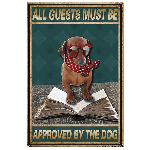 SUPERDANT Blechschild Dog Vintage Hund Mit Brille Kunst Eisen Coole Hunde Wanddekoration Plakette Retro Schlafzimmer Badezimmer Poster Dekor Für Bars badezimmer Restaurants Cafés Kneipen von SUPERDANT