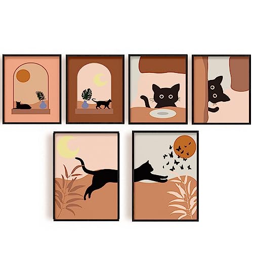SUPERDANT Boho Wandkunstdrucke Mit Schwarzer Katze Ungerahmter Kunstdruck Böhmische Abstrakte Kunst Tier Natur Illustration Dekor Für Küche Schlafzimmer Büro Badezimmer Heimdekoration SUPERDANT Boho Wandkunstdrucke Mit Schwarzer Katze Ungerahmter Kunstdruck Böhmische Abstrakte Kunst Tier Natur Illustration Dekor Für Küche Schlafzimmer Büro Badezimmer Heimdekoration von SUPERDANT