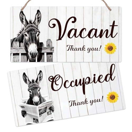 SUPERDANT Esel PVC Tür Zeichen Dekoratives Wandschild Zum Aufhängen Frei Besetzt Der Wand Montierte Hängende Kunststoffschilder Wandkunstdekor Für Den Eingangsbereich Toiletten Badezimmern 30x15cm von SUPERDANT