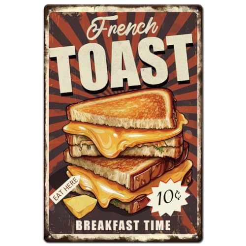 SUPERDANT Französischer Toast Blechschild Frühstückszeit Metall Blechschild Retro Metall Poster Vintage Deko Essensschilder Retro Deko Für Zuhause Büro Restaurants Cafés Bars Männerhöhle Wanddekor SUPERDANT Französischer Toast Blechschild Frühstückszeit Metall Blechschild Retro Metall Poster Vintage Deko Essensschilder Retro Deko Für Zuhause Büro Restaurants Cafés Bars Männerhöhle Wanddekor von SUPERDANT