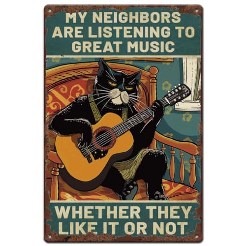 SUPERDANT Gitarre Katze Blechschild Lustige Rockmusik Metallschild Männerhöhle Retro Blechschilder Vintage Deko Kunst Eisen Metallschilder Poster Altmodisches Aluminiumschild Garagen Dekor SUPERDANT Gitarre Katze Blechschild Lustige Rockmusik Metallschild Männerhöhle Retro Blechschilder Vintage Deko Kunst Eisen Metallschilder Poster Altmodisches Aluminiumschild Garagen Dekor von SUPERDANT