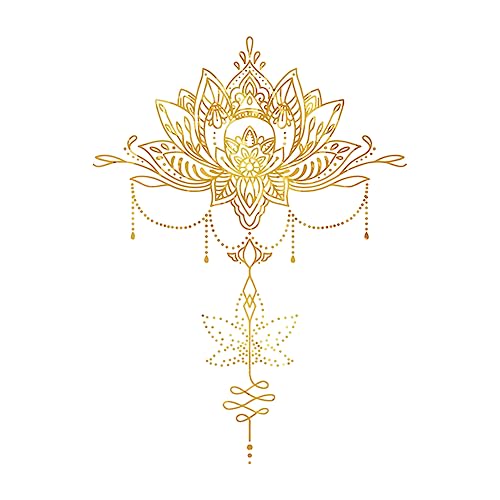SUPERDANT Goldener Lotus Mandala Wandaufkleber Blumen Kronleuchter Stil Wandaufkleber Boho Indisches Mandala Namaste Blume Vinyl Aufkleber Lotus Yoga Meditation Kunst Wandgemälde Dekor von SUPERDANT