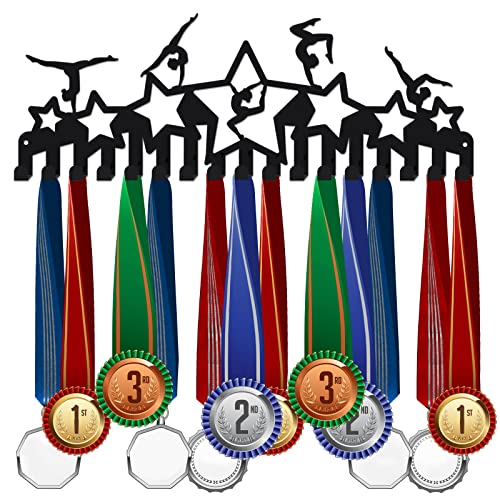 SUPERDANT Gymnastik Medaillenhalter Sterne Medaillen Aufbewahrung Sport Metall Wandhalterung Mit 17 Haken Für 60+ hängende Medaillenständer Display Wettkampf Medaillenhalter von SUPERDANT