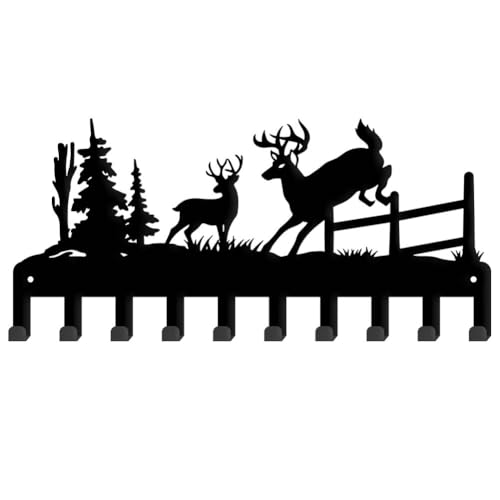 SUPERDANT Hürde Hirsch Schlüsselaufhänger Wald Und Hirsch Dekorativer Schlüsselbrett Organizer Schlüsselhalter Wandmontiert Haken Hirsch Küchenwanddekor Schlüsselhalter Hundeleinenhalter Für Zuhause von SUPERDANT
