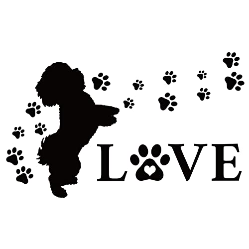 SUPERDANT Hund Muster Wandtattoo Liebe Text Wandsticker Wandkunst Schriftzug Vinyl Wandaufkleber Interessante Zitate Aufkleber Für Hundeliebhaber Wohnzimmer Schlafzimmer Wand Tür Dekor Schwarz 34x54cm von SUPERDANT