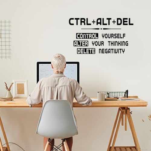 SUPERDANT Inspirierende Wandtattoo Strg+Alt+Entf Wandsticker Büro Fitnessstudio Motivierende Vinyl Wandaufkleber Büro Schreibtisch Schule Klassenzimmer Positives Zuhause Vinyl Kunst Wanddekoration von SUPERDANT