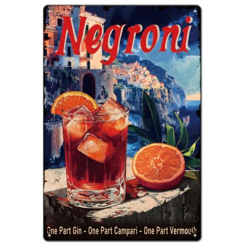 SUPERDANT Klassisches Negroni-Blechschild, Negroni, Cocktail, Retro-Metallschild, Poster, Cocktail, Vintage, Wandkunst, Party, Bar, Dekoration, Blechschilder für Wohnzimmer, Schlafzimmer, Cafés, Bars von SUPERDANT
