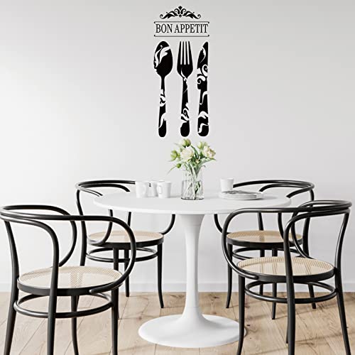 SUPERDANT Küche PVC Wandaufkleber BON APPETIT Vinyl Wandtattoo Geschirr Muster Wandbild Abnehmbar DIY Wanddekor Für Küche Esszimmer Restaurant Dekoration von SUPERDANT