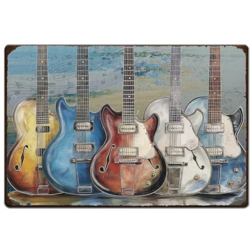 SUPERDANT Metallschild Mit Gitarre Blechschild Mit Musikalischem Thema Gitarre Retro Blechschild Vintage Schild Wandkunst Lustige Dekoration Für Bar Männerhöhle Club Wohnzimmer Musikzimmer Dekor SUPERDANT Metallschild Mit Gitarre Blechschild Mit Musikalischem Thema Gitarre Retro Blechschild Vintage Schild Wandkunst Lustige Dekoration Für Bar Männerhöhle Club Wohnzimmer Musikzimmer Dekor von SUPERDANT