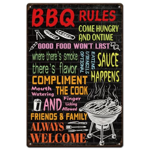 SUPERDANT Metallschild Mit Grillregeln Always Welcome Blechschild Grillzitate Retro Blechschild Vintage Küchen Metallwandkunst Poster Lustige Vintage Schild Für Küche Bars Kneipen Männerhöhle SUPERDANT Metallschild Mit Grillregeln Always Welcome Blechschild Grillzitate Retro Blechschild Vintage Küchen Metallwandkunst Poster Lustige Vintage Schild Für Küche Bars Kneipen Männerhöhle von SUPERDANT