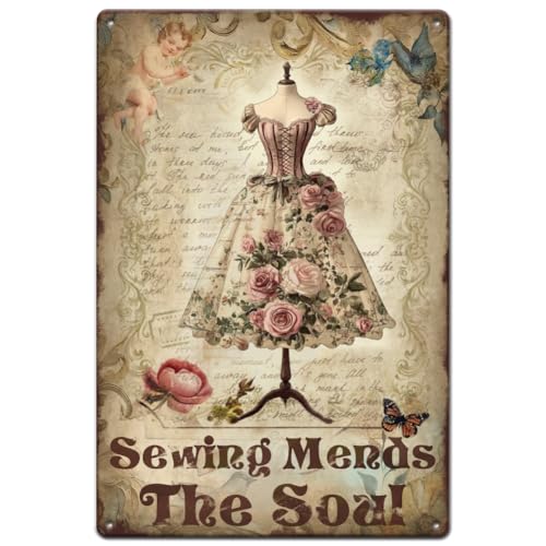 SUPERDANT Metallschild Sew Mends The Soul Mit Blumenkleid Blechschild Kleiderthema Vintage Schild Nähen Retro Blechschild Für Zuhause Wohnzimmer Garten Mädchenzimmer Wandkunst Dekoration SUPERDANT Metallschild Sew Mends The Soul Mit Blumenkleid Blechschild Kleiderthema Vintage Schild Nähen Retro Blechschild Für Zuhause Wohnzimmer Garten Mädchenzimmer Wandkunst Dekoration von SUPERDANT