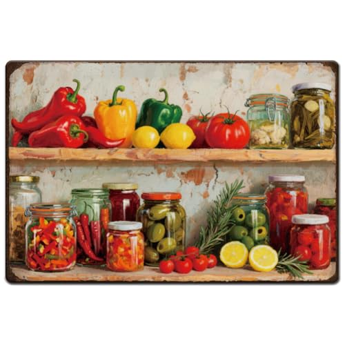 SUPERDANT Blechschild Mit Gemüsegläsern Bunte Gläser Metallschild Gewürze Lebensmittel Retro Blechschilder Wandkunst Metallschilder Für Küche Esszimmer Zuhause Bauernhaus Wohnzimmer Bar Restaurant SUPERDANT Blechschild Mit Gemüsegläsern Bunte Gläser Metallschild Gewürze Lebensmittel Retro Blechschilder Wandkunst Metallschilder Für Küche Esszimmer Zuhause Bauernhaus Wohnzimmer Bar Restaurant von SUPERDANT