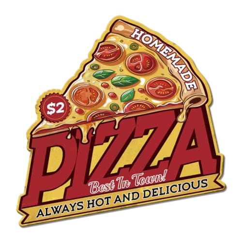 SUPERDANT Pizza Essen Blechschild Hausgemachte Fast Food Metallschild Pizza Retro Blechschilder Fast Food Vintage Kunst Metallschilder Für Restaurants Cafés Bars Kneipen Küche Zuhause Wanddekor von SUPERDANT