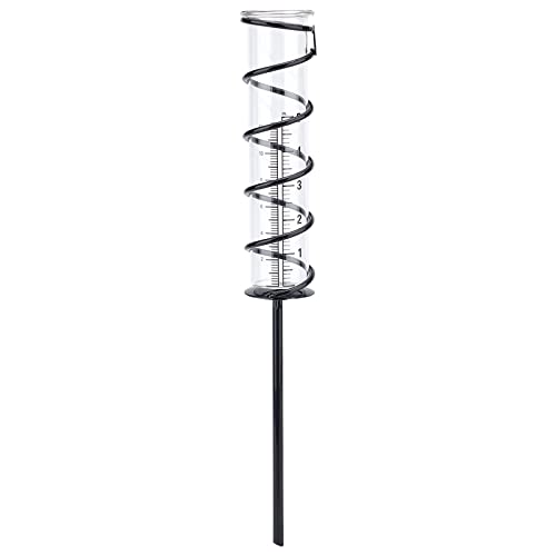 SUPERDANT Regenmesser 12cm Glasspirale Regenmesser Metallrahmen Regenmesser Glasmessbecher Mit Eisenbesatz Outdoor Rohr Glas Regenmesser Dekoion Für Garten Rasen Hinterhof Garten und Terrasse von SUPERDANT