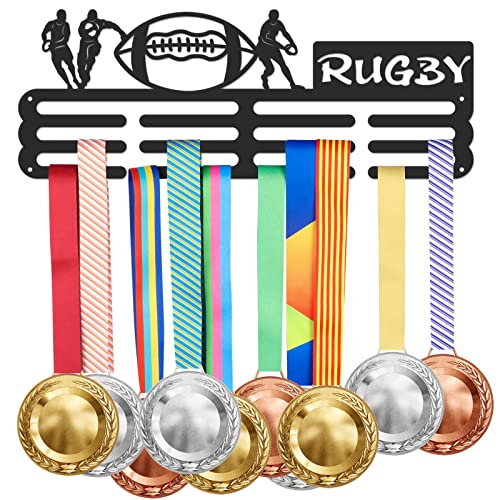 SUPERDANT Rugby-Medaillen-Aufhänger Rugby-Spieler Sportmedaillen-Aufhänger Eisen Wandmontage Haken Für 60+ Medaillen Trophäenhalter Auszeichnungen Sportband Sportler Geschenk von SUPERDANT