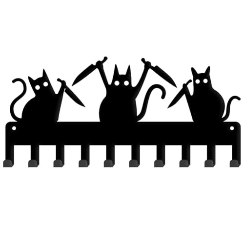 SUPERDANT Schlüsselbrett Katze Mit Messer 10 Haken Schlüsselhalter Katzenhaken Deko Schlüsselleiste Lustiger An Der Wand Montierter Schlüsselhalter Organizer Für Hundeleine Eingangsbereich Zuhause SUPERDANT Schlüsselbrett Katze Mit Messer 10 Haken Schlüsselhalter Katzenhaken Deko Schlüsselleiste Lustiger An Der Wand Montierter Schlüsselhalter Organizer Für Hundeleine Eingangsbereich Zuhause von SUPERDANT