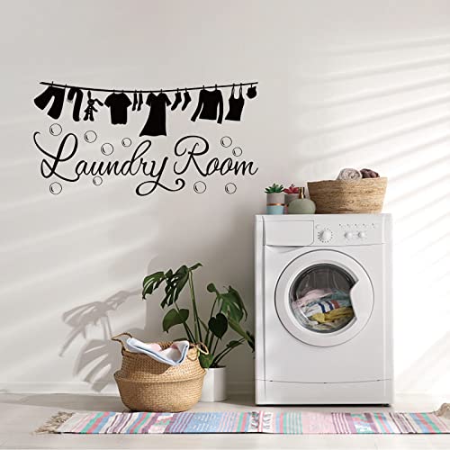SUPERDANT Wandaufkleber Selbstbedienungswäscherei Offen 24 Stunde Schriftzug Wandsticker Wandkunst Wandtattoo Vinyl Wandsticker Für Selbstbedienungswäsche Waschmaschine Trockner Waschküche 61x29cm von SUPERDANT