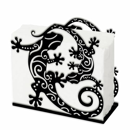 SUPERDANT Serviettenhalter Mit Zwei Geckos Für Tische Serviettenhalter Aus Eisen Mit Tiermotiv Serviettenhalter Mit Durchbrochenem Design Serviettenständer Mit Gecko Motiv Dekor Für Küche von SUPERDANT