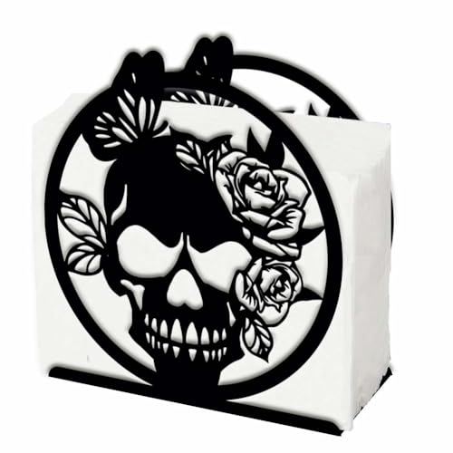 SUPERDANT Skelett Und Schmetterling Serviettenhalter Für Tische Skelettform Schwarzer Napkin Holder Aus Eisen Durchbrochenes Design Runde Serviettenständer Dampfschiff Servietten Halter von SUPERDANT