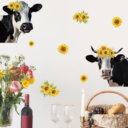 SUPERDANT Spickender Kuh-Wandaufkleber Lustige Kuh-Aufkleber Bauernhof-Tier Sonnenblumen Bauernhaus-Fenster Wohnkultur Vinyl-Wandkunst Dekor Für Esszimmer Küche Wohnzimmer Kinderzimmer SUPERDANT Spickender Kuh-Wandaufkleber Lustige Kuh-Aufkleber Bauernhof-Tier Sonnenblumen Bauernhaus-Fenster Wohnkultur Vinyl-Wandkunst Dekor Für Esszimmer Küche Wohnzimmer Kinderzimmer von SUPERDANT