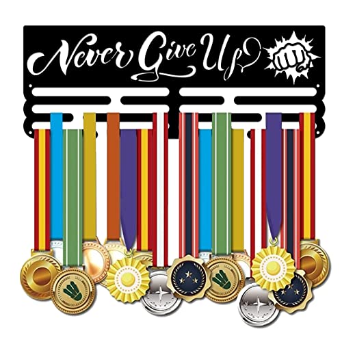 SUPERDANT Sport Medaillen Aufhänger Personalisierter Medaillenhalter Never Give Up Schild Haken Wandmontage Sport Laufbandhalter Für Über 60+ Medaillen von SUPERDANT
