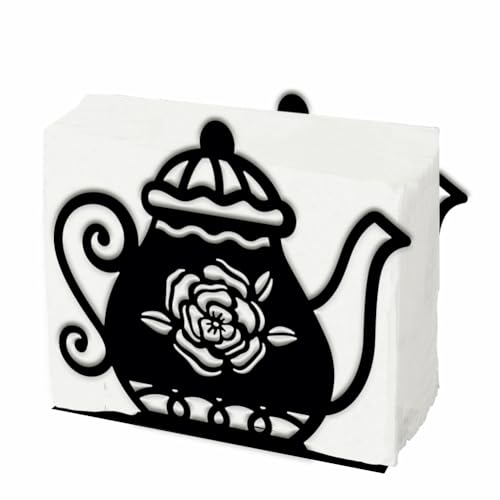 SUPERDANT Teekannen Serviettenhalter Für Tische Teebehälter Schwarzer Eisen Serviettenhalter Nachmittagstee Serviettenhalter Serviettenständer Praktische Dekoration Für Die Küchentheke Restaurant von SUPERDANT