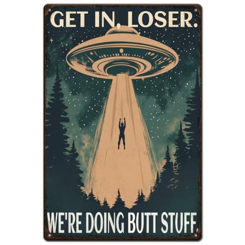 SUPERDANT UFO Metallschild Get In Loser Blechschild Raumschiff Retro Blechschild Alien Vintage Wandkunst Lustige Vintage Schild Dekoration Für Bar Männerhöhle Kino Wohnzimmer Schlafzimmer Dekor SUPERDANT UFO Metallschild Get In Loser Blechschild Raumschiff Retro Blechschild Alien Vintage Wandkunst Lustige Vintage Schild Dekoration Für Bar Männerhöhle Kino Wohnzimmer Schlafzimmer Dekor von SUPERDANT