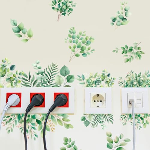 SUPERDANT Wandtattoo Mit Grünen Blättern Eukalyptusblättern Wandsticker Mit Aquarellpflanzen Wandaufkleber Zum Vinyl Wandsticker Für Kinderzimmer Wohnzimmer Schlafzimmer Balkon Flur Fenster von SUPERDANT