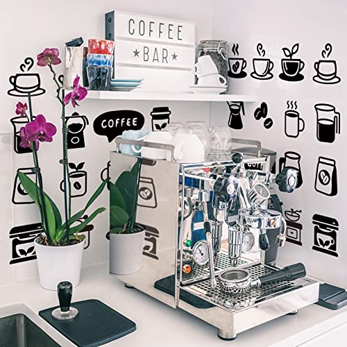 SUPERDANT Wandaufkleber Vinyl TransferMit Kaffeemotiven Dekor Kaffeetasse Kaffeemaschine Kaffeebohnen Wanddekoration Aufkleber DIY SWall Art Café Wandaufkleber Aufkleber Dekoration von SUPERDANT